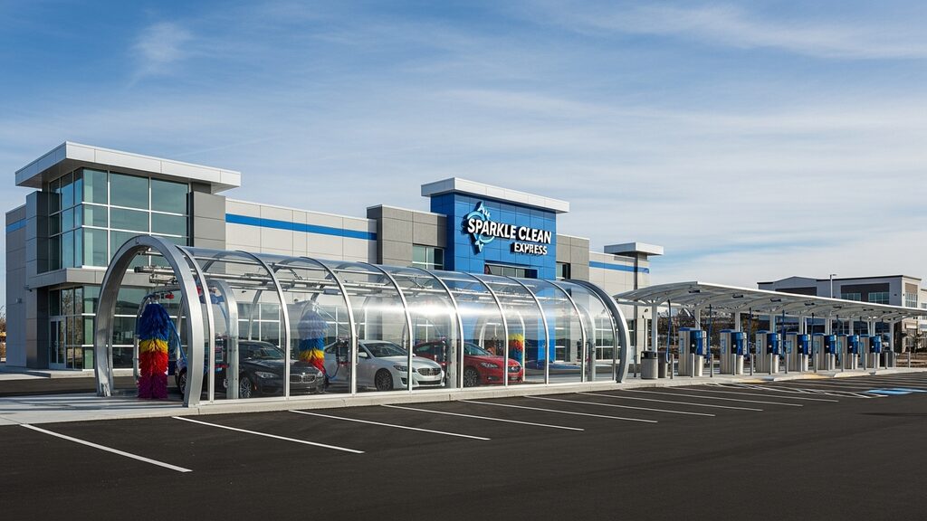 Express car wash building exterior