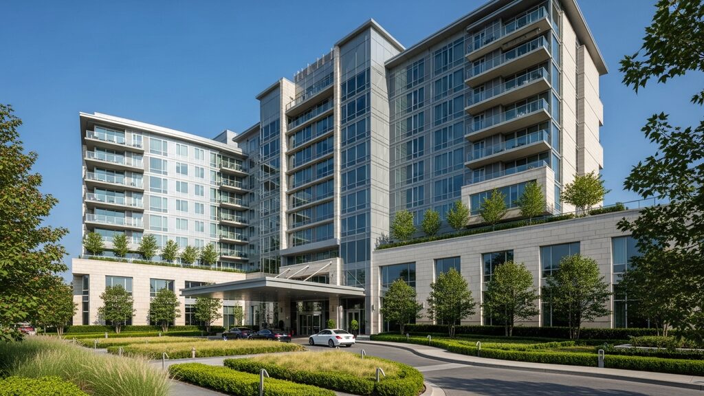 Modern hotel building exterior